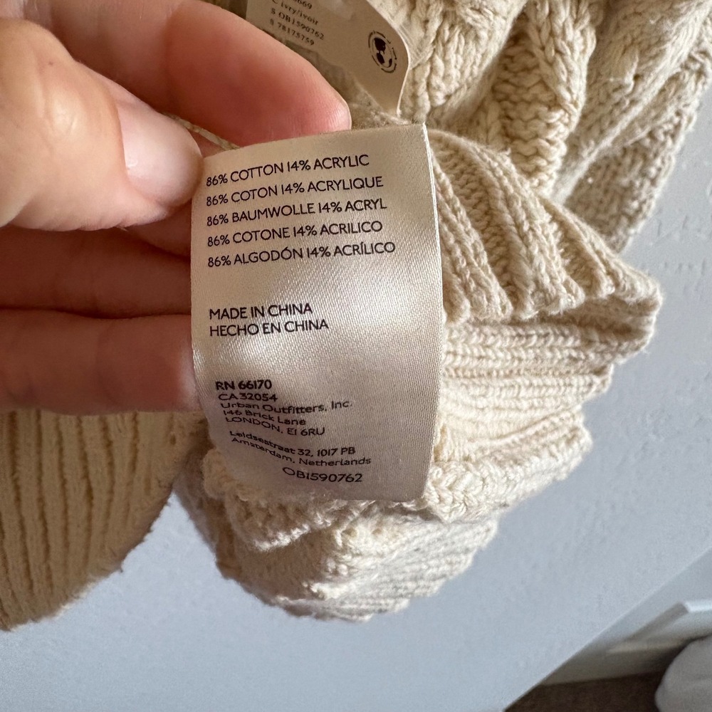 Free People Driftwood Cable Polo Ivory Half Zip Oversized Sweater OB1590762 S - Picture 8 of 10